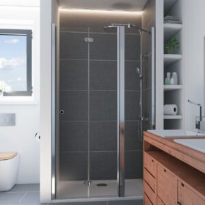 Marvie Lana Komfort Drehfalttür mit Festteil für Nische, Anschlag rechts