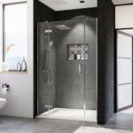 Marvie Norma Drehtür mit Festteil für Nische rahmenlos, Anschlag links, Wandwinkel innen