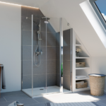 Lana Komfort Drehfalttür mit Festteil für Seitenwand/Badewannenseitenwand, Anschlag rechts