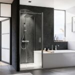 Norma Badewannenseitenwand AUF der Wanne für Drehtür mit Festteil