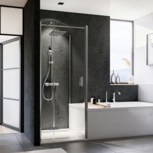 Norma Badewannenseitenwand AUF der Wanne für Drehtür mit Festteil