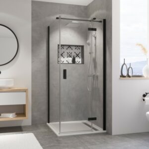 Norma Drehtür mit Festteil für Seitenwand, Anschlag rechts