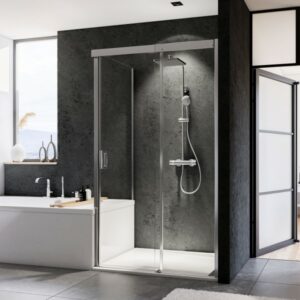 Norma Schiebetür 2-teilig für Badewannenseitenwand AUF Wanne, Anschlag rechts