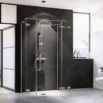 Norma U-Kabine Drehtür mit Festteil, Nebenteil und 2 Seitenwänden, Anschlag rechts