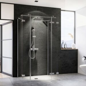 Norma U-Kabine Drehtür mit Festteil, Nebenteil und 2 Seitenwänden, Anschlag rechts