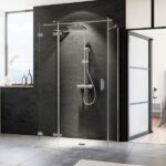 Norma U-Kabine Drehtür mit Festteil und 2 Seitenwänden, Anschlag links