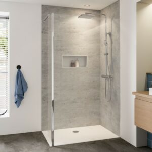 Norma Duschwand mit festem Element über Eck, 3 mögliche Montagearten