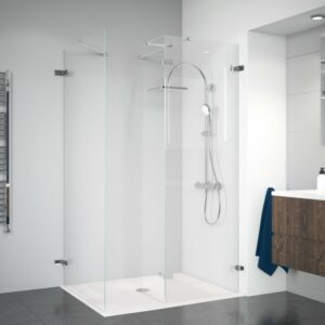 Norma Duschwand mit festem Element über Eck, Wandwinkel aussen